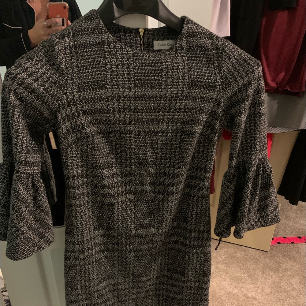 Calvin Klein plaid flared sleeves